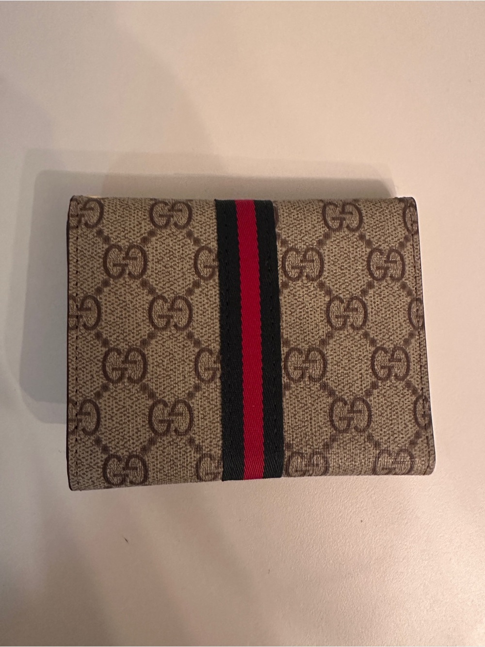 G Beige GG Wallet with Red & Green Stripe and Gold Double G - Picture 2 of 5